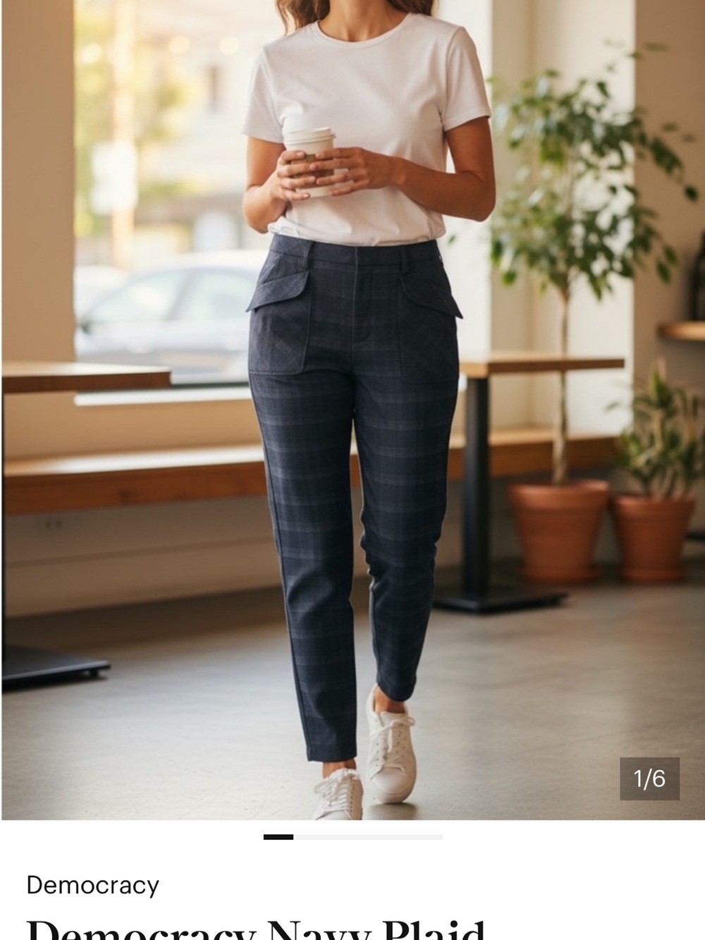 Democracy Gray Plaid Slim Ankle Pants